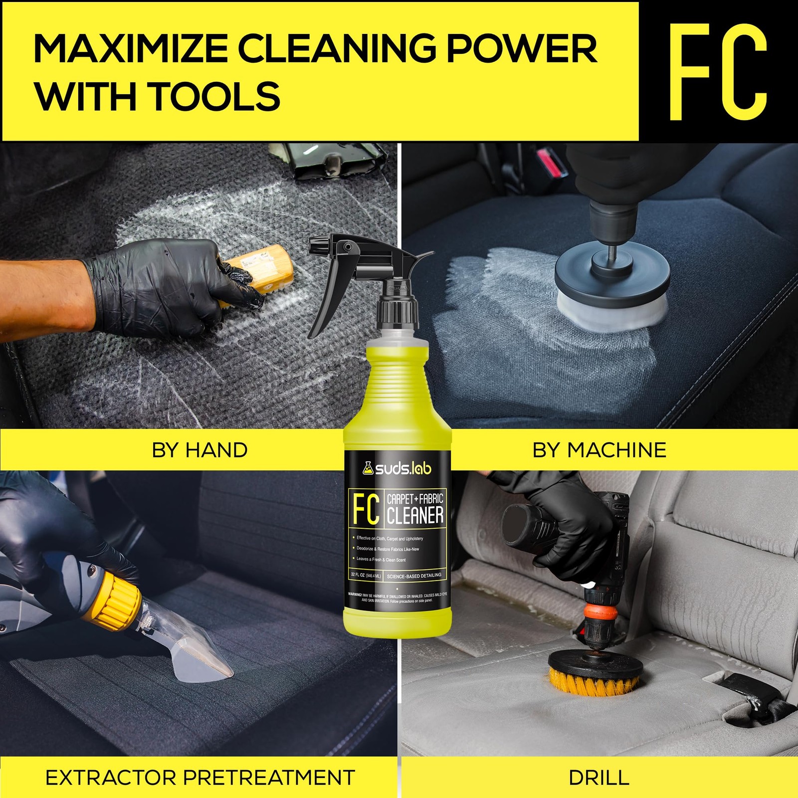 Suds Lab FC Carpet & Fabric Cleaner Interior Upholstery, Car Detailing for Se…