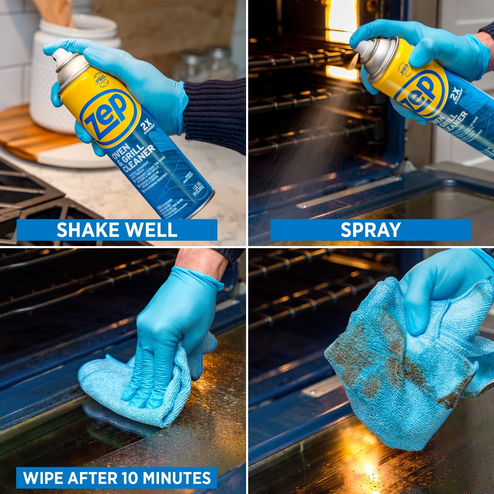 (4 Pack) Zep 19 oz Heavy-Duty Oven Grill Cleaner Foaming Grease Remover Spray