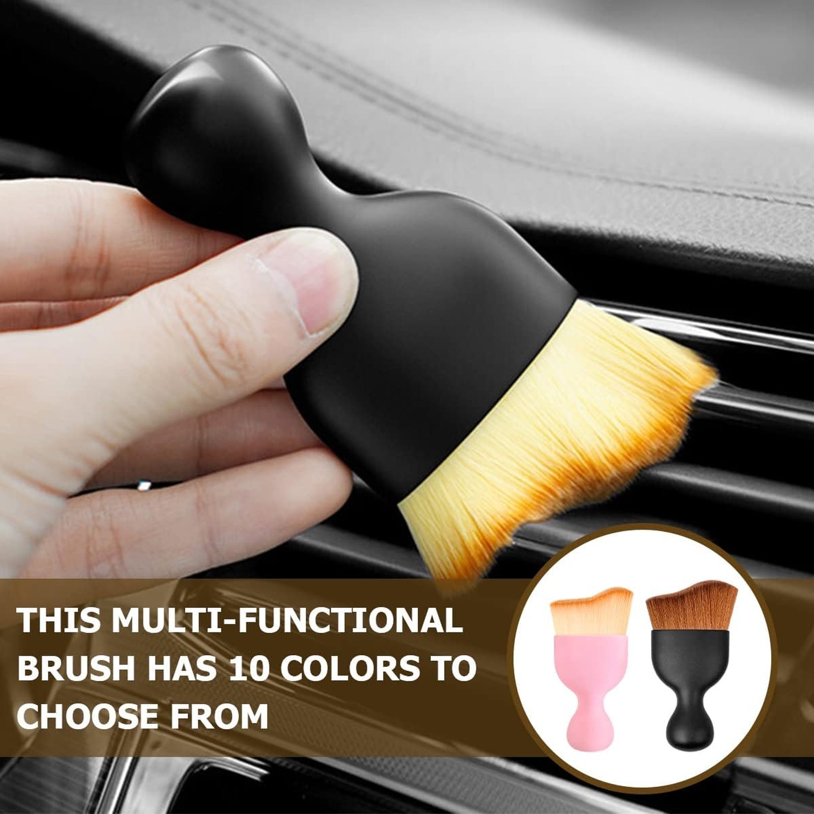 Car Interior Detailing Brush Soft Bristles Curved Dust Collector for Dashboard