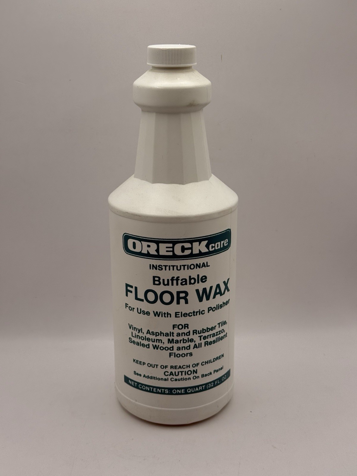 Vintage Oreck Care Institutional Buffable Floor Wax 32oz Full Bottle Polisher