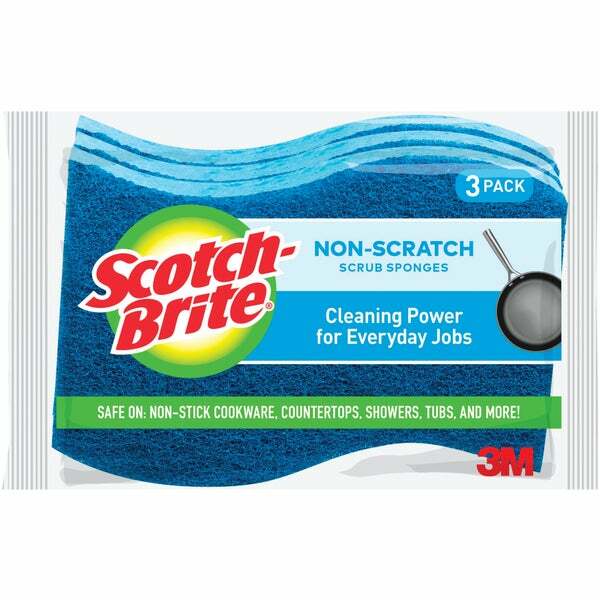 (8-3pk)-3M Scotch-Brite 4.4 In. x 2.6 In. Blue Scratch Free Scrub Sponge