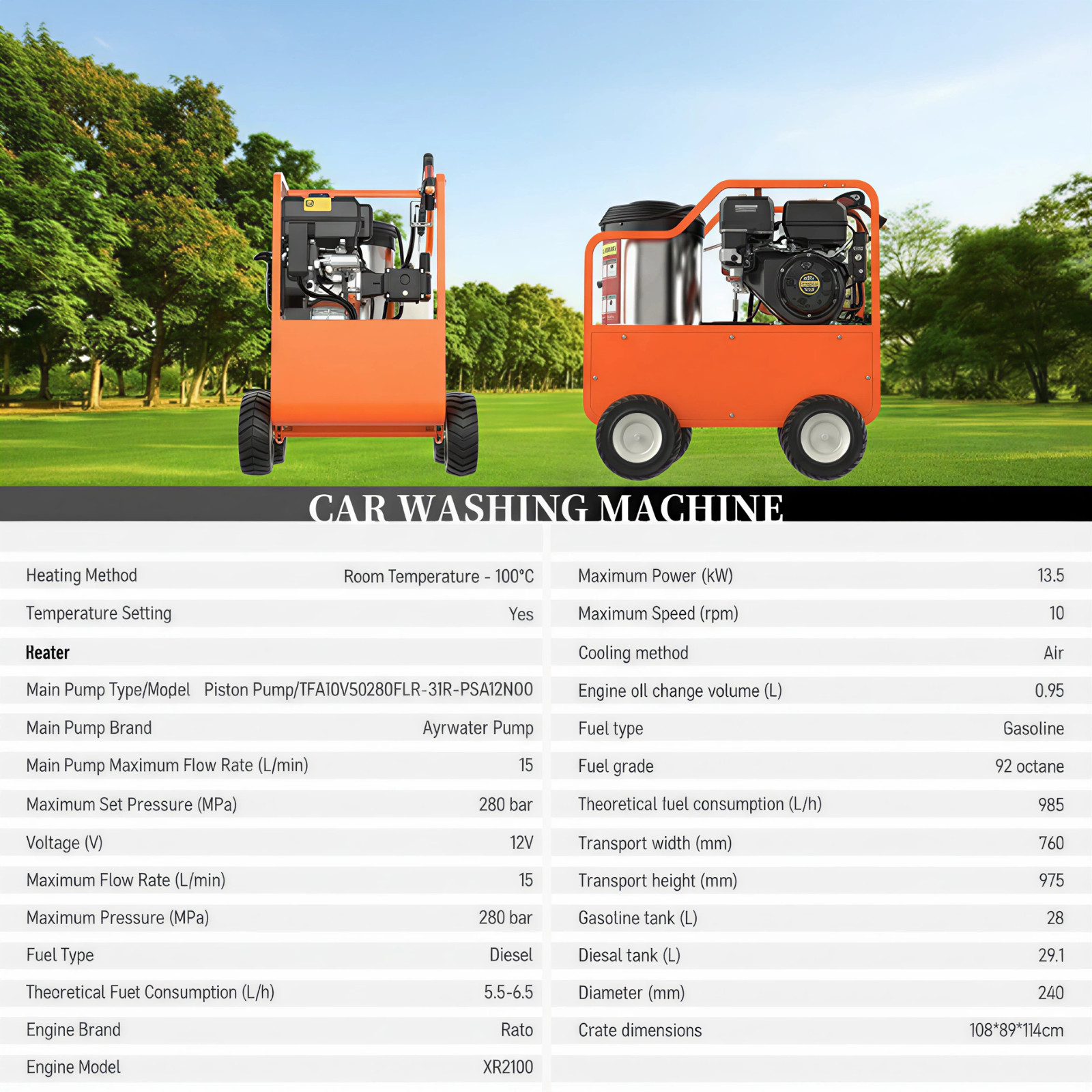 FREE SHIP Hot Water High-Pressure Washer 13.5HP Gasoline，Water Pump 4000PSI 4GPM