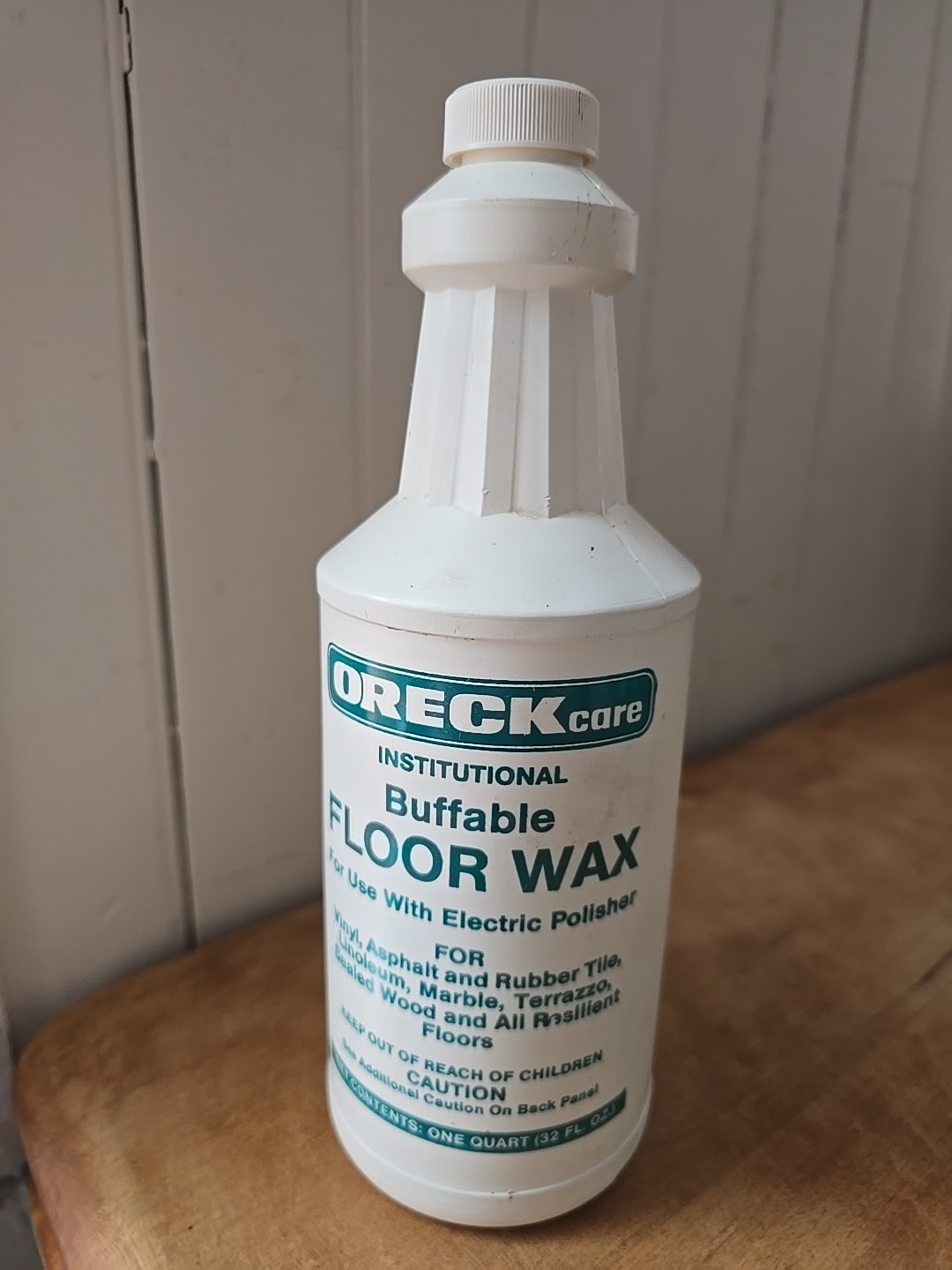 Vintage Oreck Commercial Buffable Floor Wax 32 Fl. Oz. Full Open Bottle