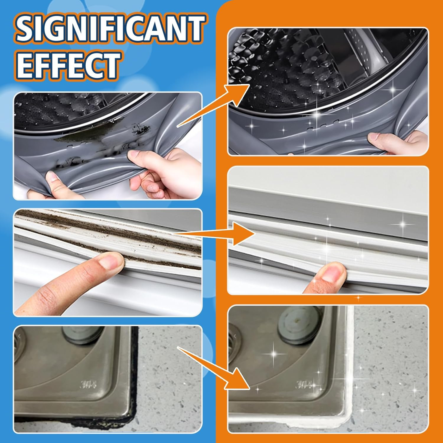Home Mold Stain Remover Gel for Washer Seal, Thick No Scrub Mold Cleaner for Fro