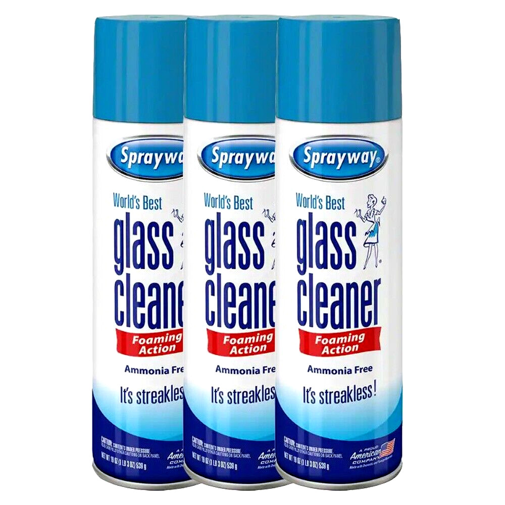 Sprayway World’s Best Glass Cleaner, Foaming, Streakless – 3 Of 23oz. Cans