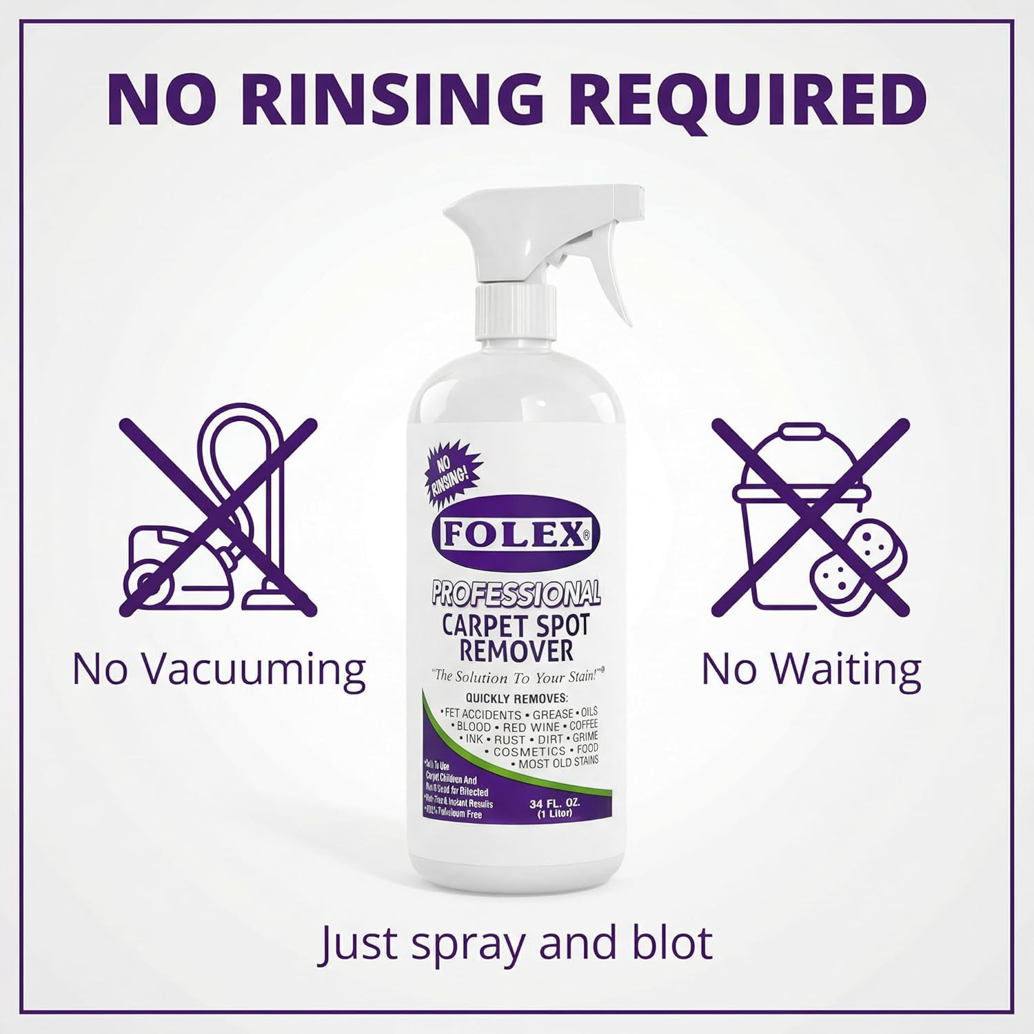 FOLEX – Professional Carpet Cleaner Spray 34 Oz – Pet Stain Removal – Instant St