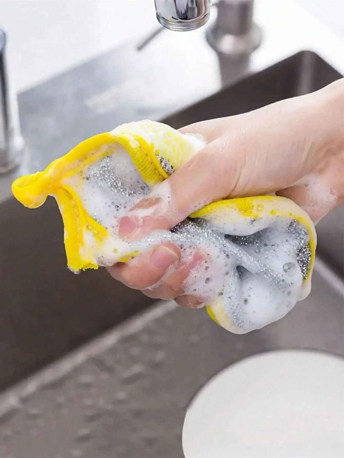 Double-Sided Scouring Pads Dish Pan Washing Sponge Kitchen Cleaning Tool
