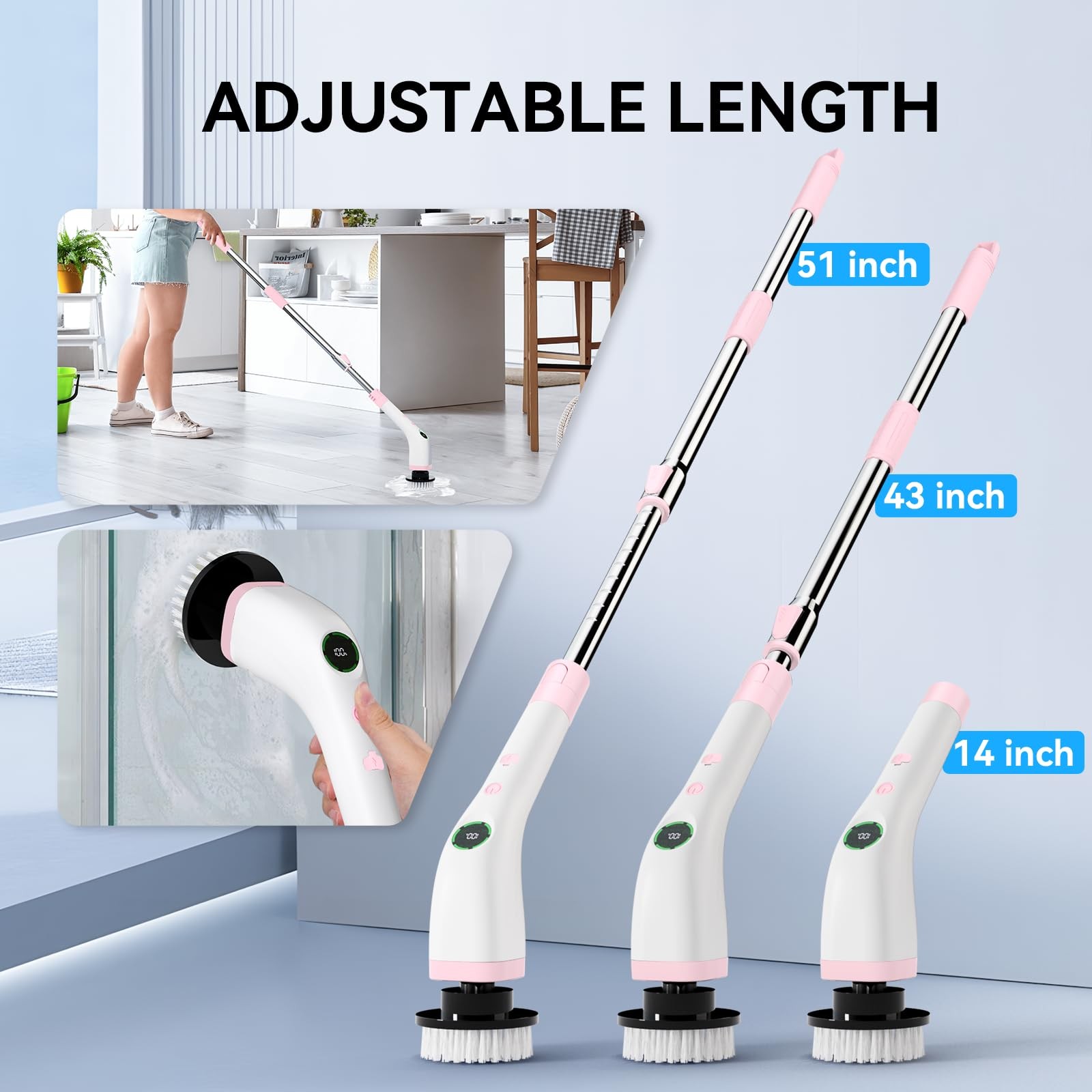 Bathroom Cleaning Brush, Cordless Spin Scrubber Full Body Waterproof IPX7 wit…