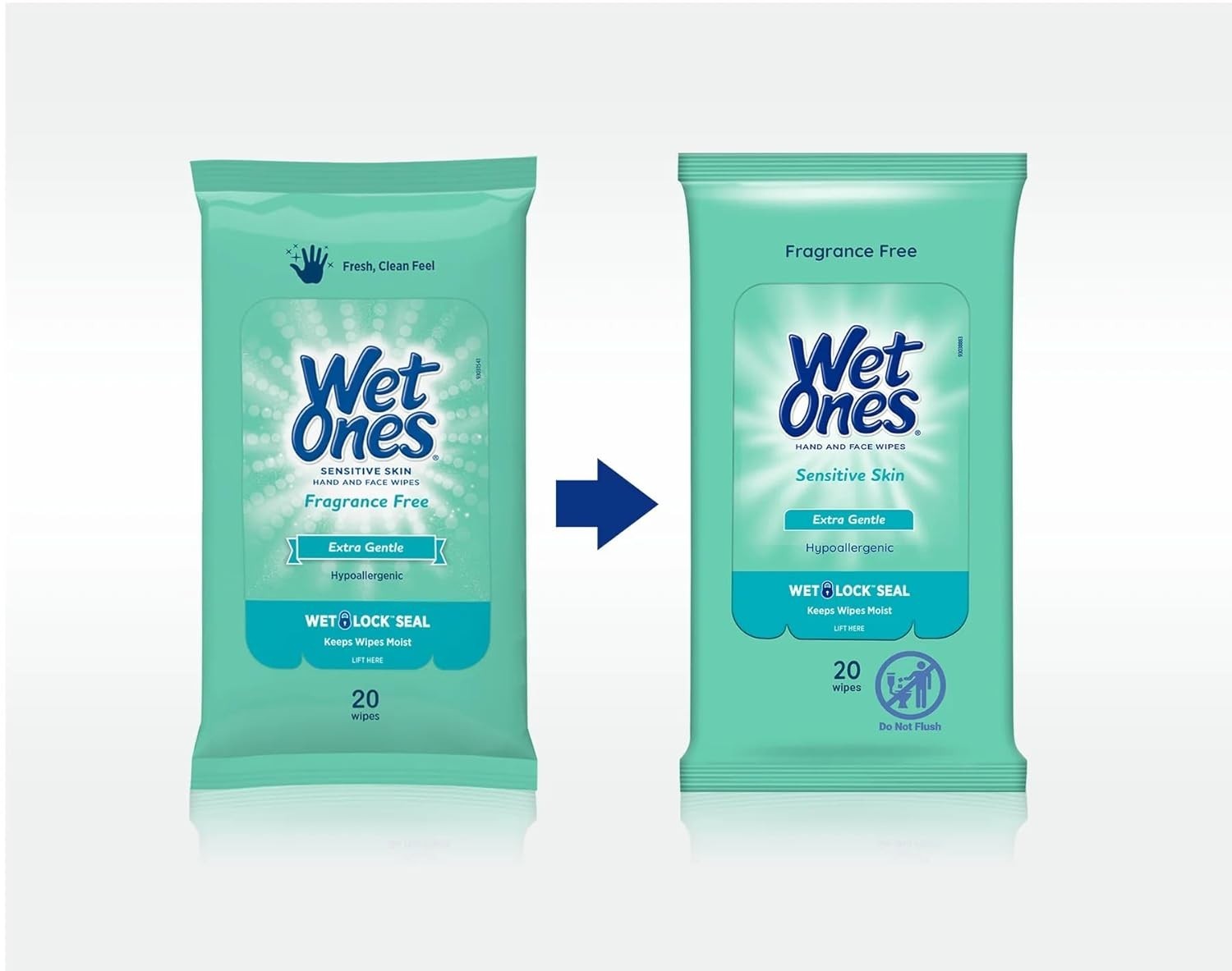 Wet Ones Sensitive Skin Hand Wipes Travel Pack – Fragrance Free – 20ct