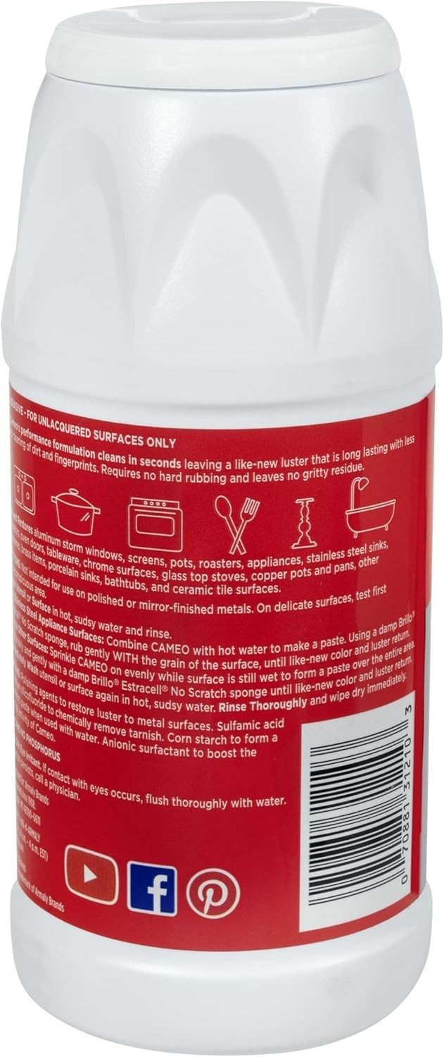 Brillo Cameo 10 Oz Cleaner – Phosphorus-Free, Unscented Aluminum & Steel Polish