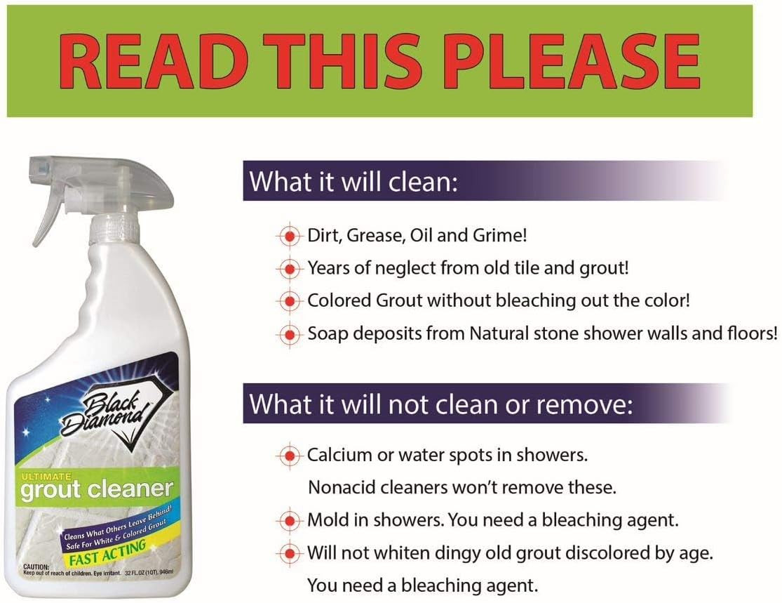 Black Diamond Ultimate Grout Cleaner: Best Cleaner for Tile,Ceramic,Porcelain, M