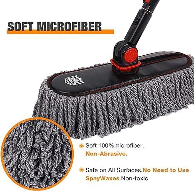 Car Duster Exterior with Extendable Handle, Scratch Free Auto Wash Brush Mop, In