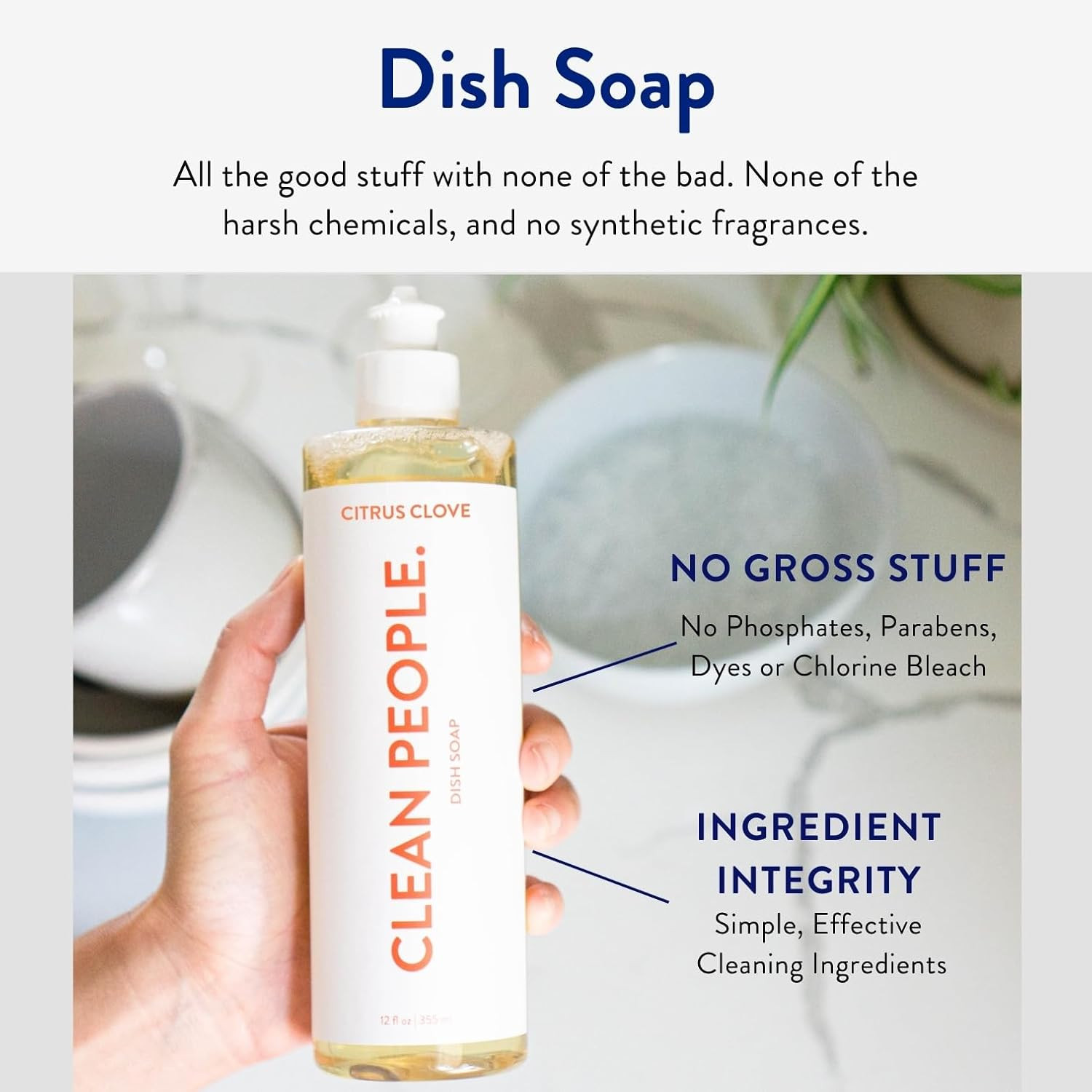 Liquid Dish Soap – Clean, Simple Ingredients – Extra Scrubbing Power (Citrus Clo