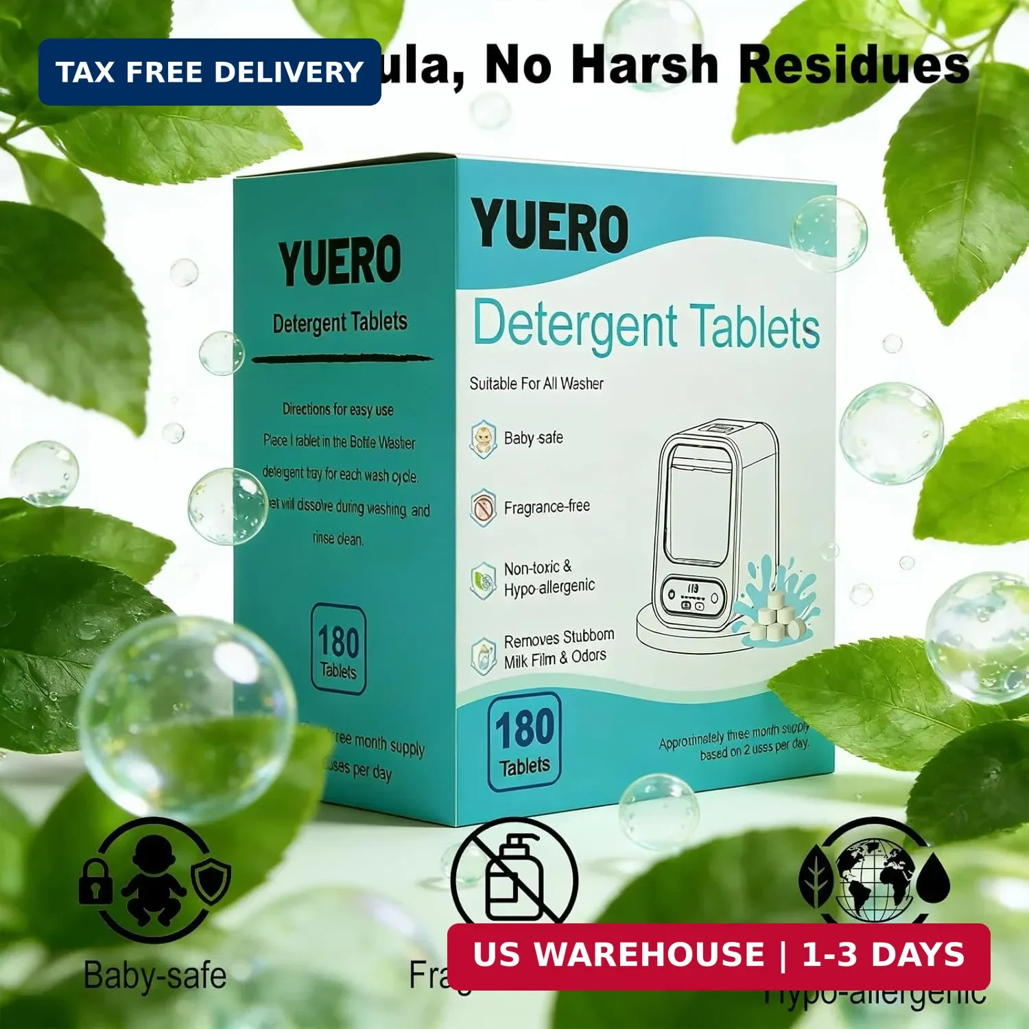 Professional Deep Cleaning Detergent Tablets for All Baby Bottle Washers, Washer