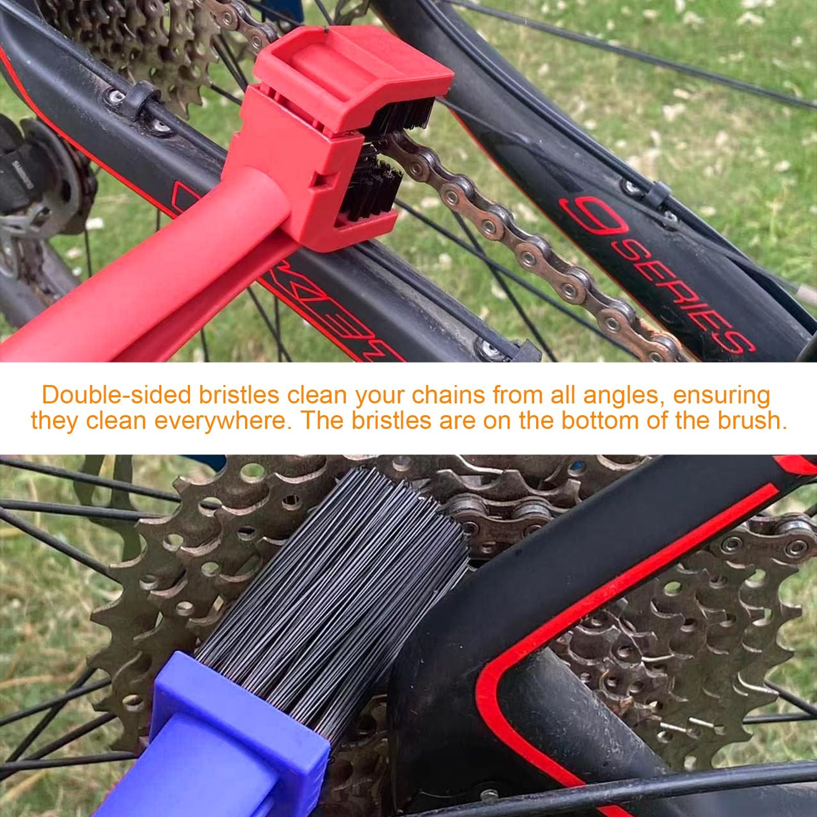 2 Pcs Motorcycle Chain Washer Bike Chain Scrubbing Brush Two Head Cleaning Brush