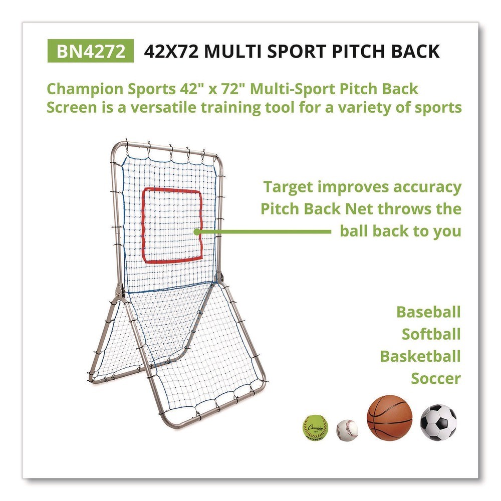 Champion Sports BN4272 72″ x 42″ 1.25″ dia Multi-Sport Pitch Back Screen New