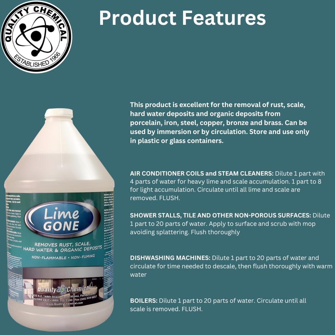 Lime-Gone Remover – Calcium, Lime and Hard Water Stain Remover for Bathroom, …
