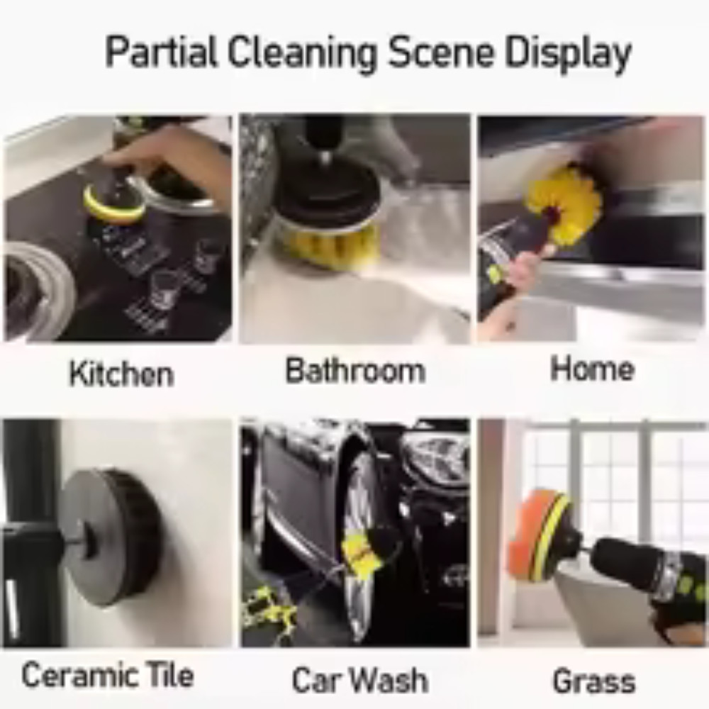 Brush Drill Brush Attachment Power Scrubber Tools For Cleaning Carpet & Leather