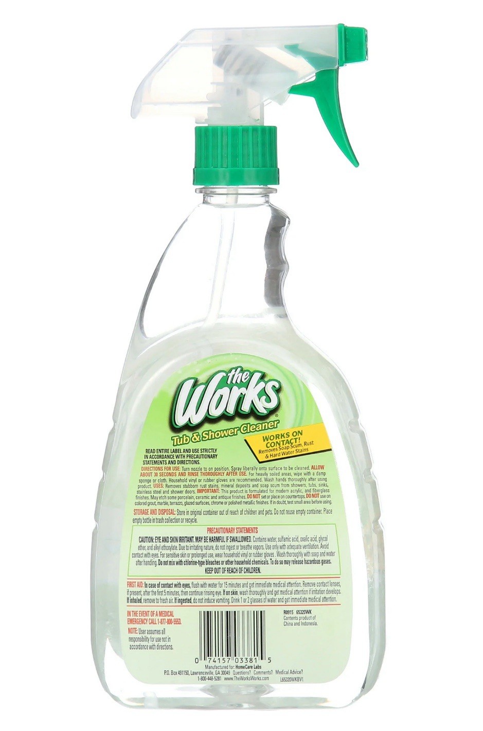 The Works Tub & Shower Cleaner for Soap Scum, Rust & Hard Water Stains, 32oz