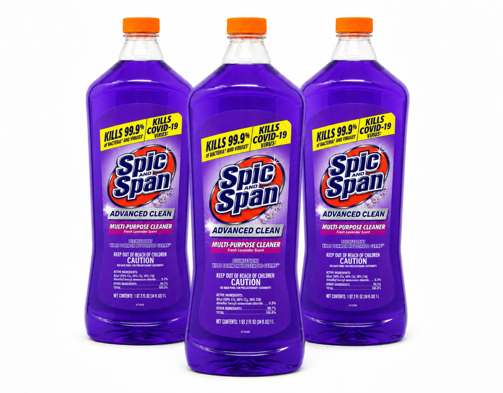 Spic and Span Multi-Surface Floor Cleaner Lavender 34 oz 3 Pack