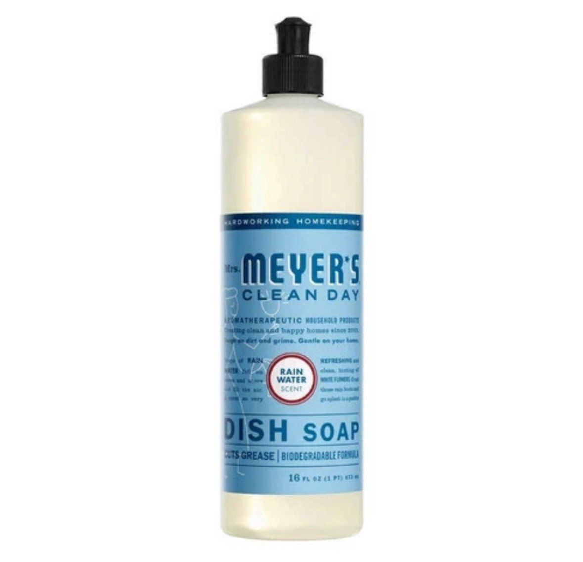 MRS. MEYER’S CLEAN DAY Liquid Dish Soap, Rain 16 Fl Oz (Pack of 1)