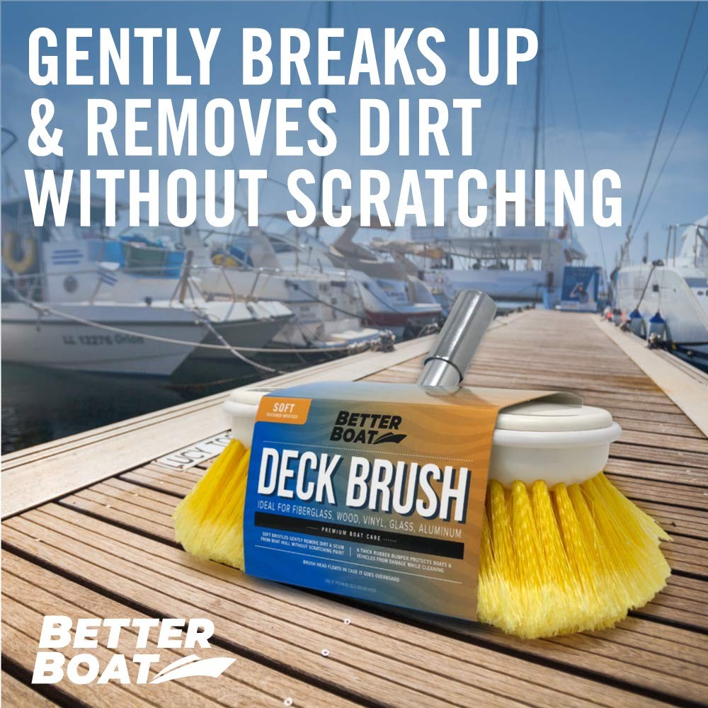 Soft Boat Deck Brush, Heavy-Duty Marine Brush Head, 8 Bristle with Bumper, 3/…