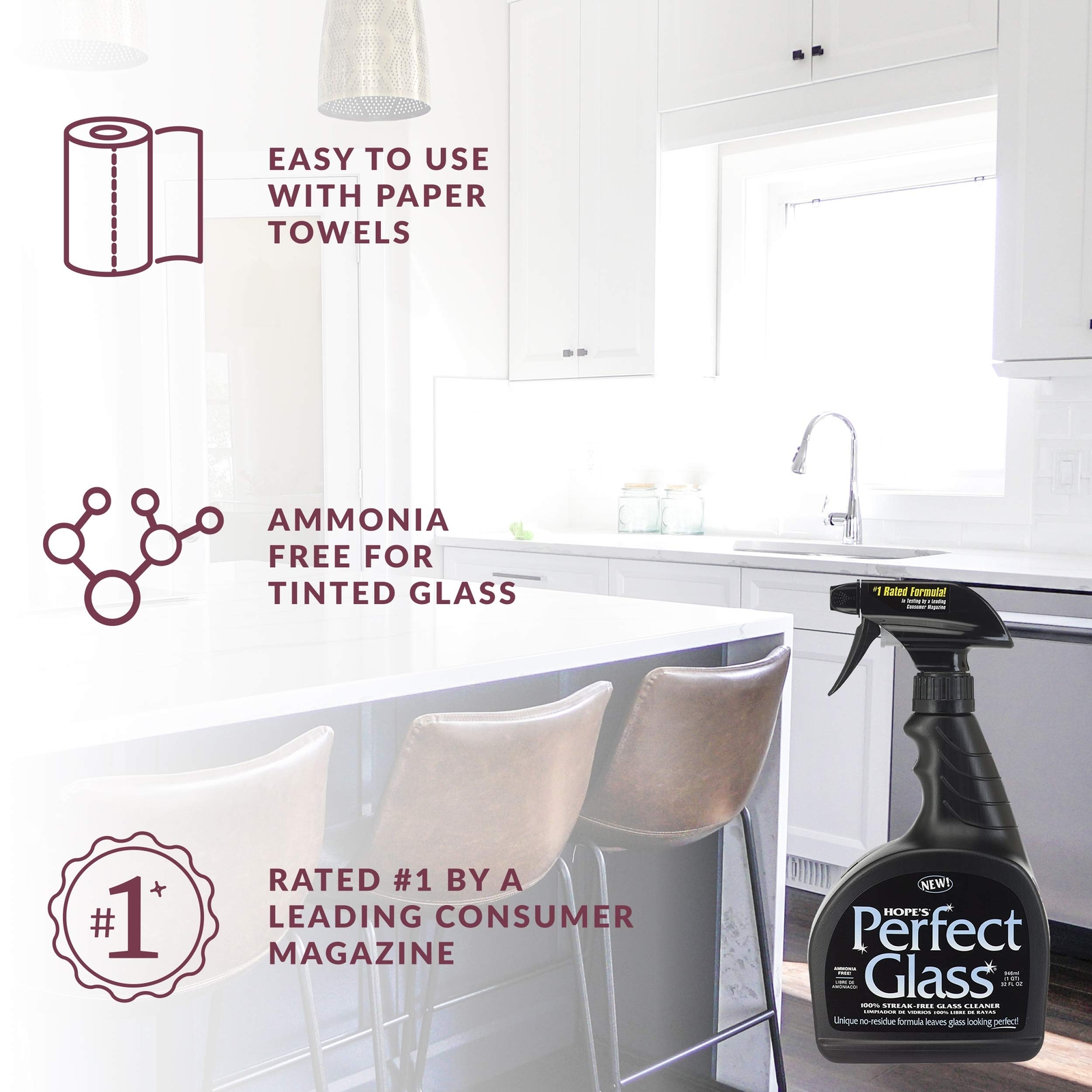 Glass Cleaner Spray Streakfree Ammoniafree Window Mirror Screen Tinted Glass And