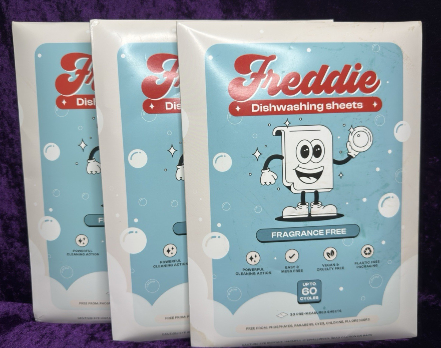 Freddie Dishwashing Sheets Lot Of 3 Packs Total 90 Sheets/ 180 Cycles