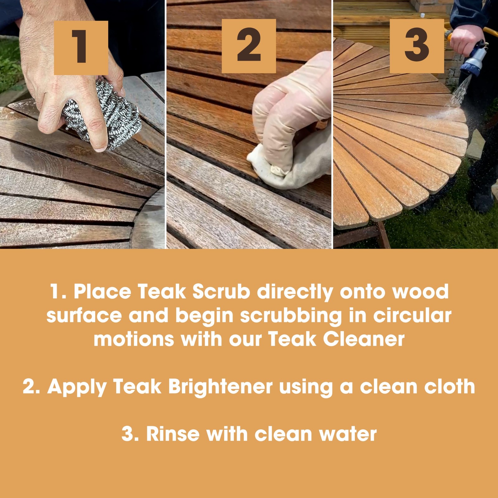 Teak Scrub for Outdoor Wood Furniture, Boats & Showers | Clean, Brighten Wood