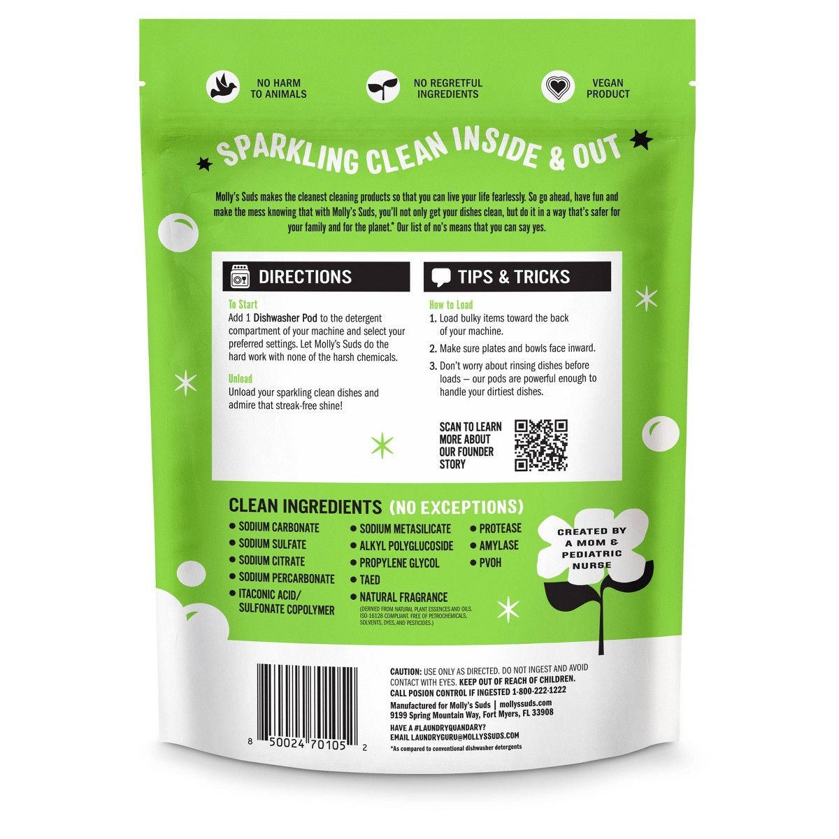 Molly’s Suds Dishwasher Detergent Pods – Citrus – 45ct: Dye-Free, Paraben-Free