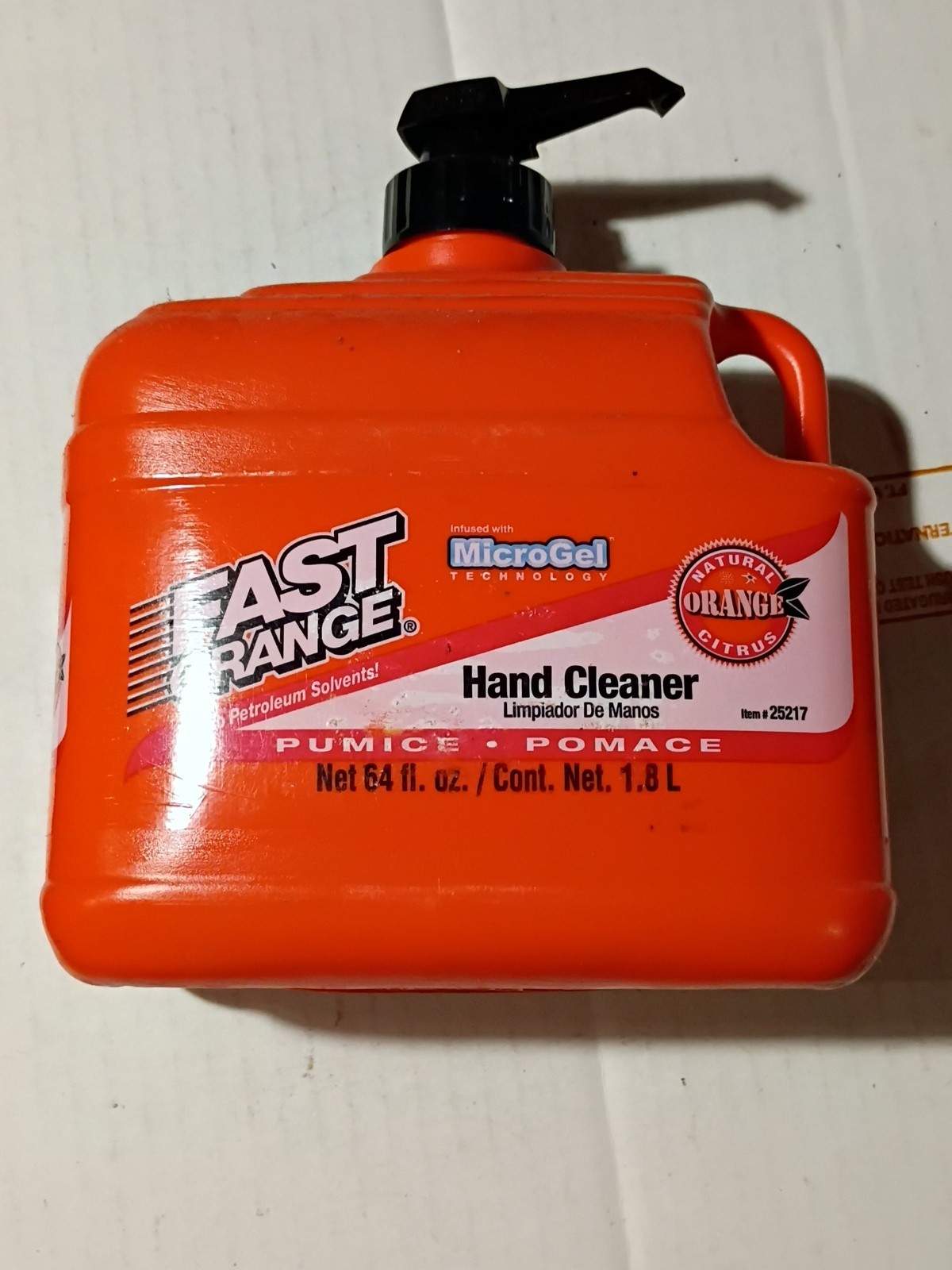 Permatex Fast Orange Pumice Lotion Hand Cleaner 1/2 Gallon With Pump (25217)