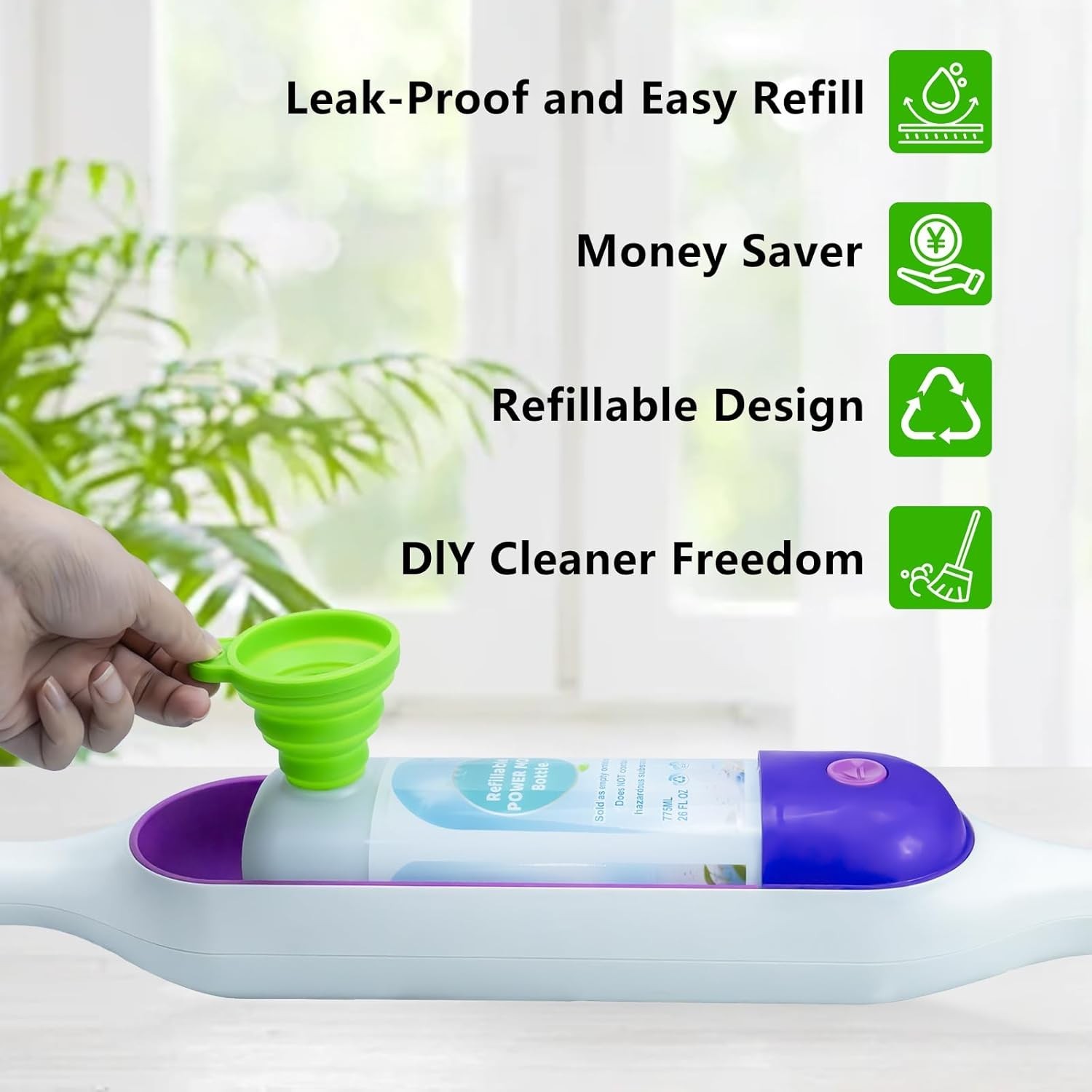 PowerMop Refillable Bottle for Swiffer PowerMop Mop,26 FL.OZ Leak-Proof Reusable