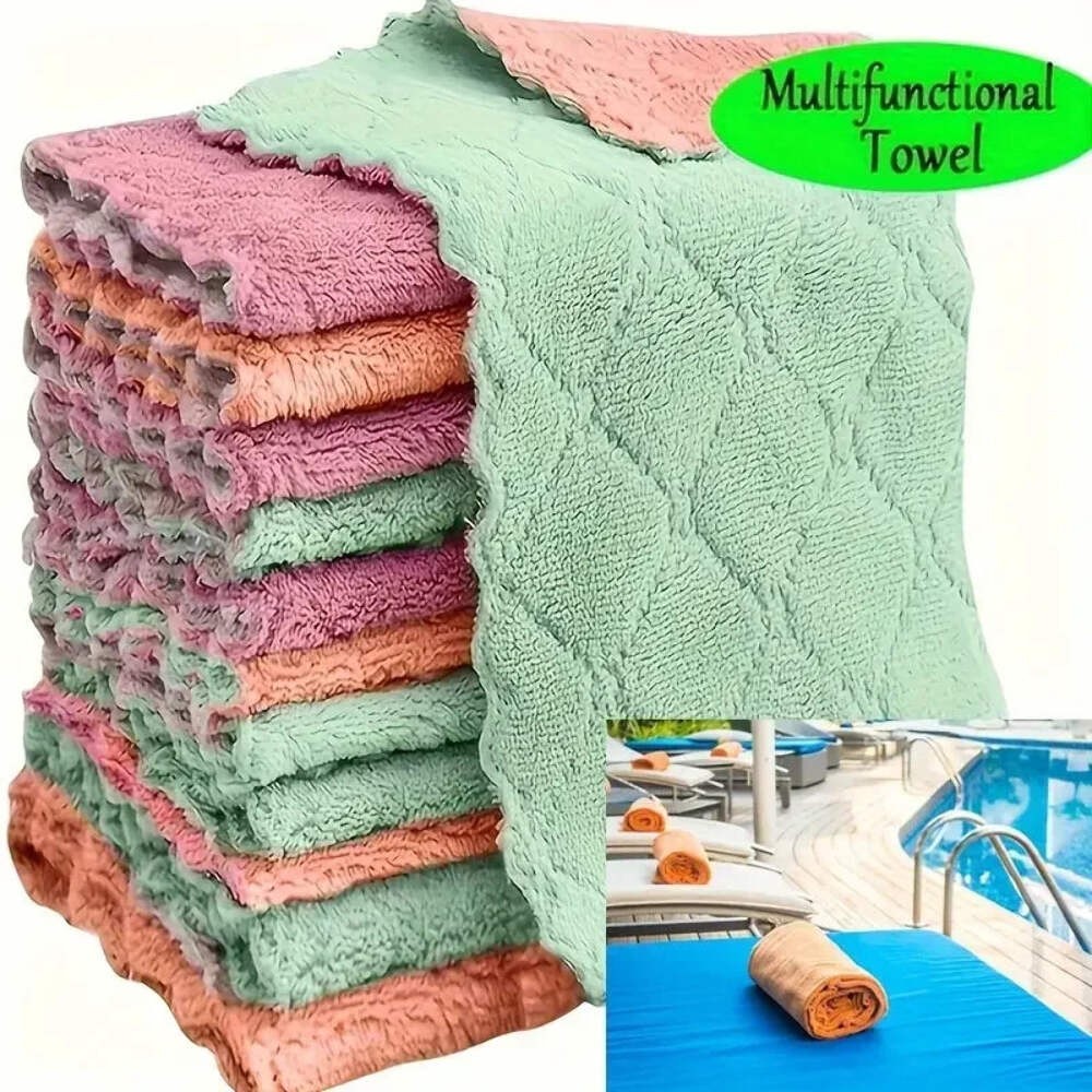 5/10/20PCS Microfiber Kitchen Towels Absorbent Cleaning Cloth Soft Reusable Rags