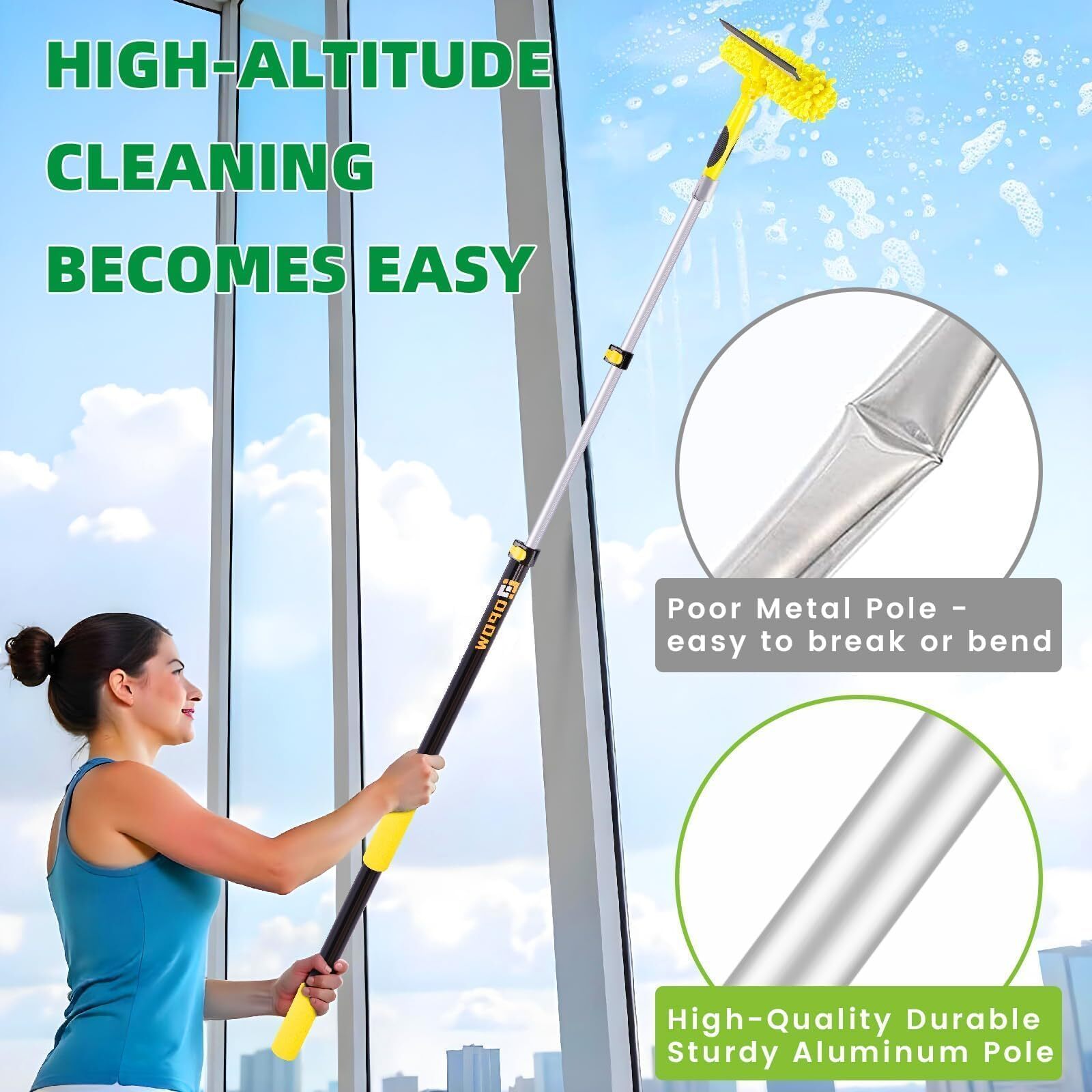 142Inch Telescopic Window Squeegee Cleaner Window Washing Equipment for Home Car