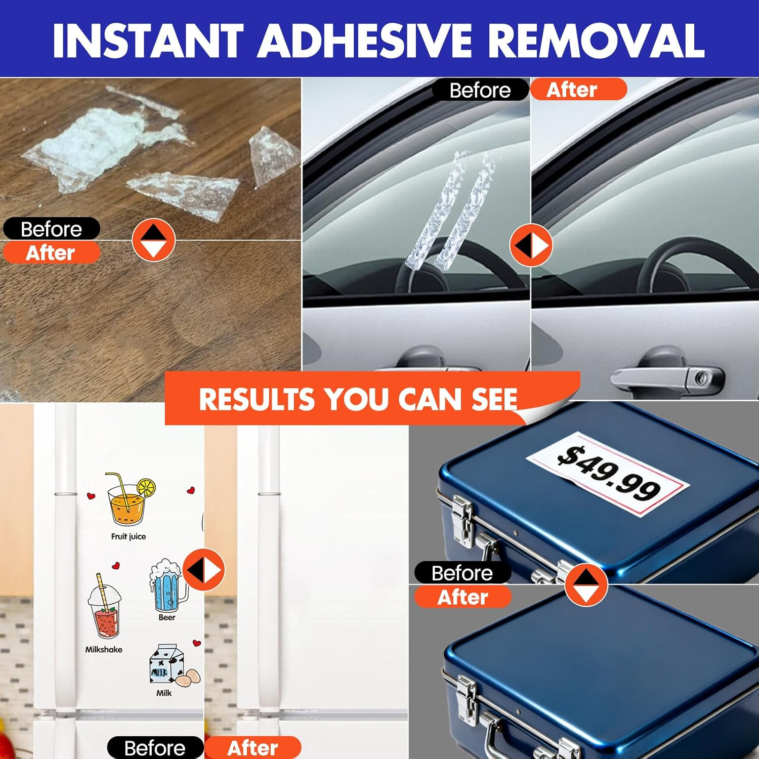 Adhesive Remover, Dissolve & Soften Adhesives on Car Glass & Paint, Easily Remov