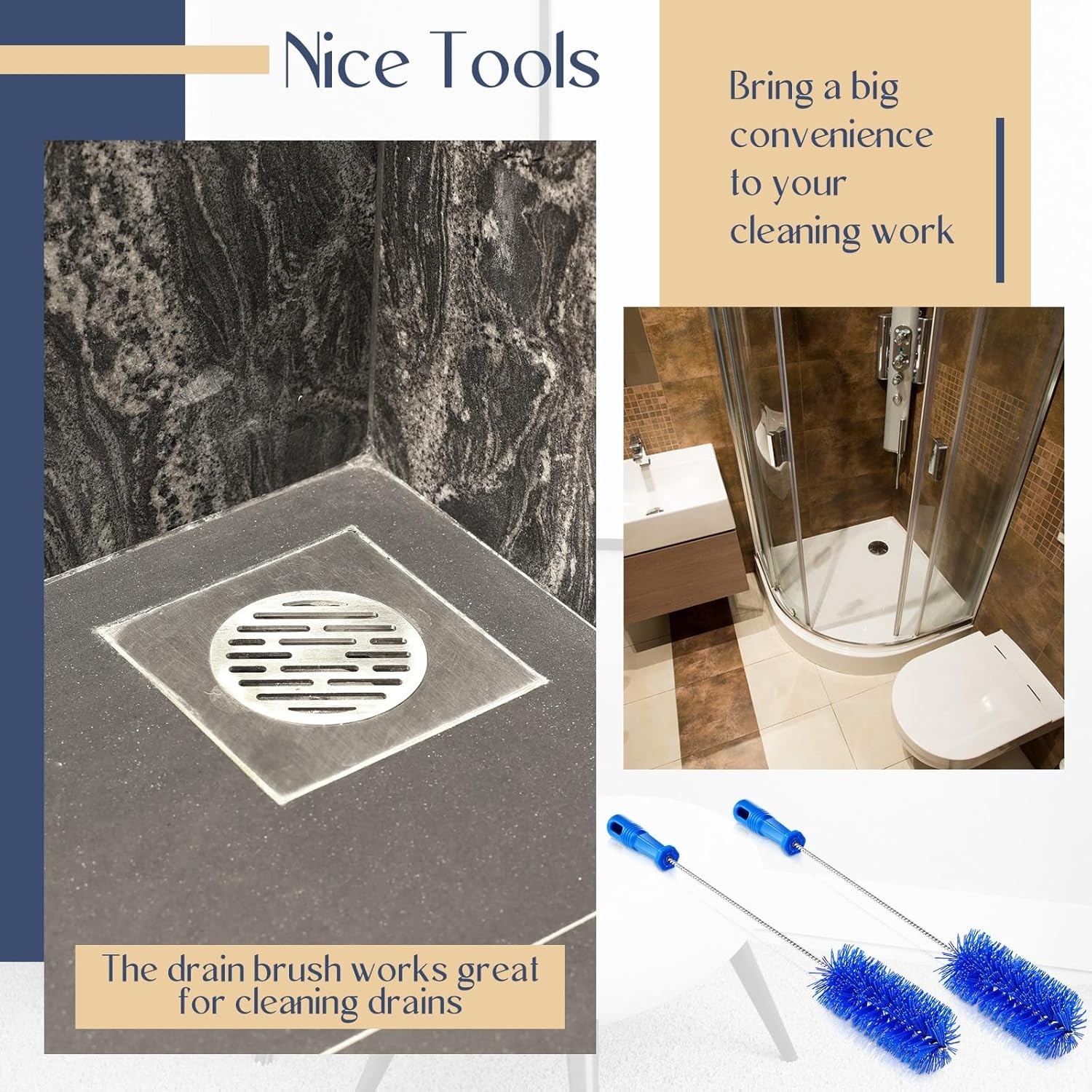Flexible Drain Brush Set – Blue, 19.7 Inch