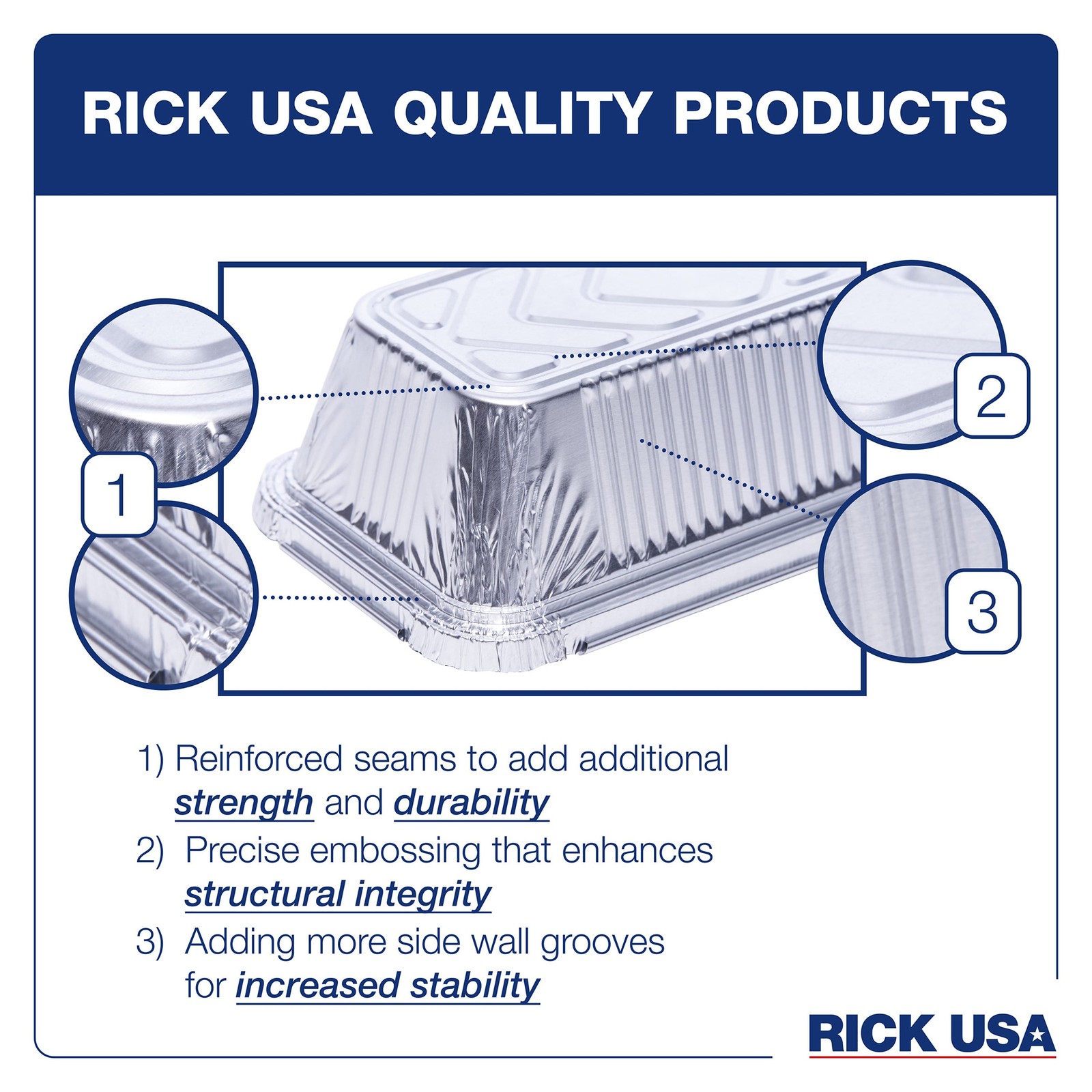 RICK USA Full Size Steam Pan – 10 Pack 19.5×11.6″ Disposable Aluminum Foil