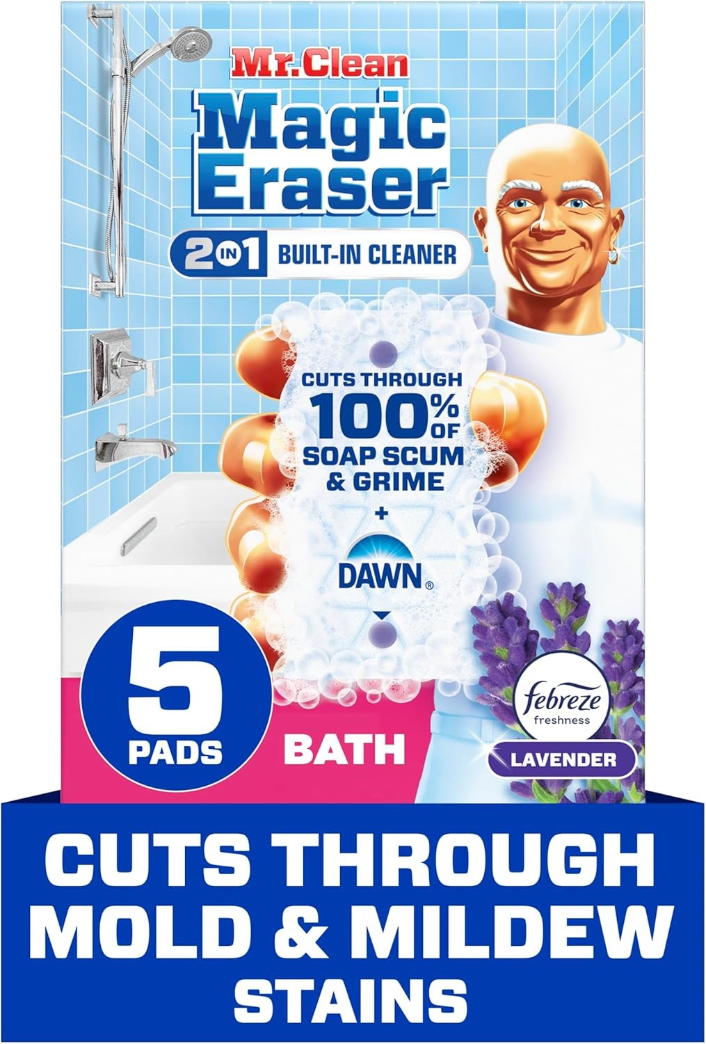 Mr. Clean Magic Eraser Sponge, Bathroom Cleaner, Shower Cleaner, Tub Cleaner, So