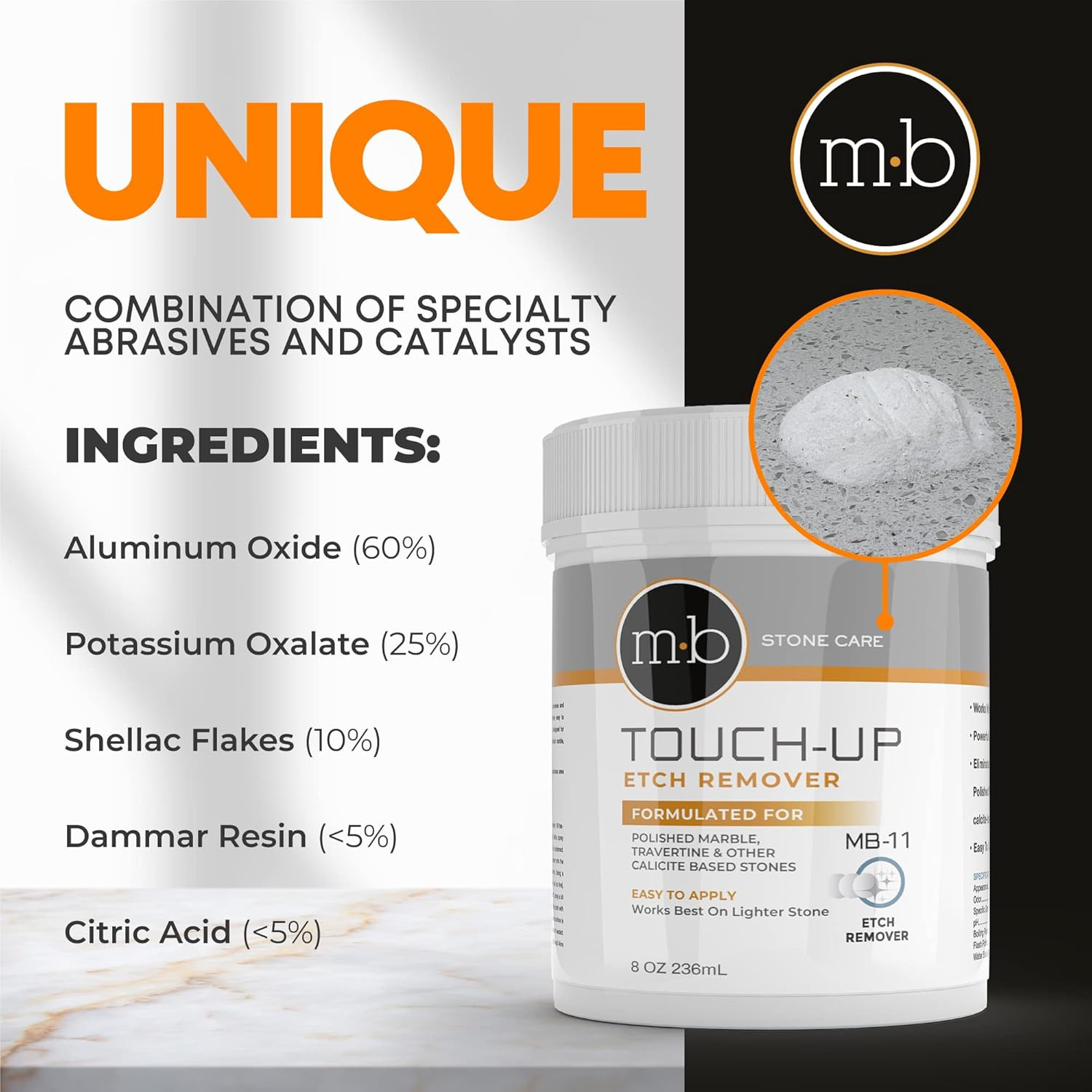 MB-11 Marble Polishing Powder & Cloth – Restore Marble, Travertine, Onyx Shine