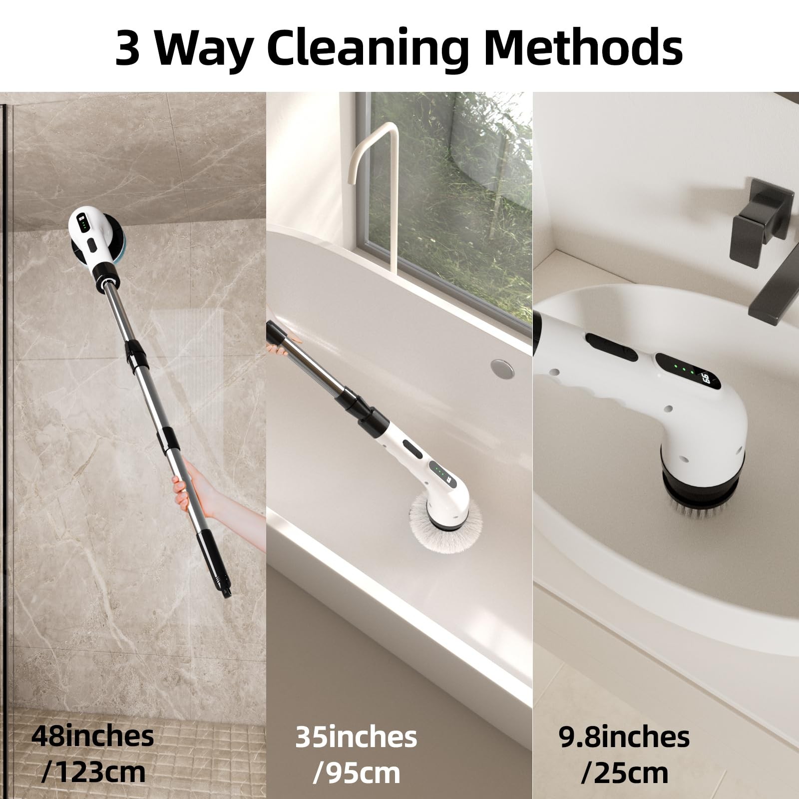 Electric Spin Scrubber for Cleaning, 9 in 1 Changeable Bathroom Scrubber with…