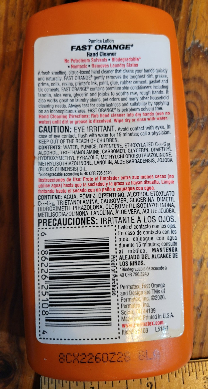 Permatex 25108 Fast Orange Pumice Hand Cleaner 7.5 oz. Citrus New Old Stock