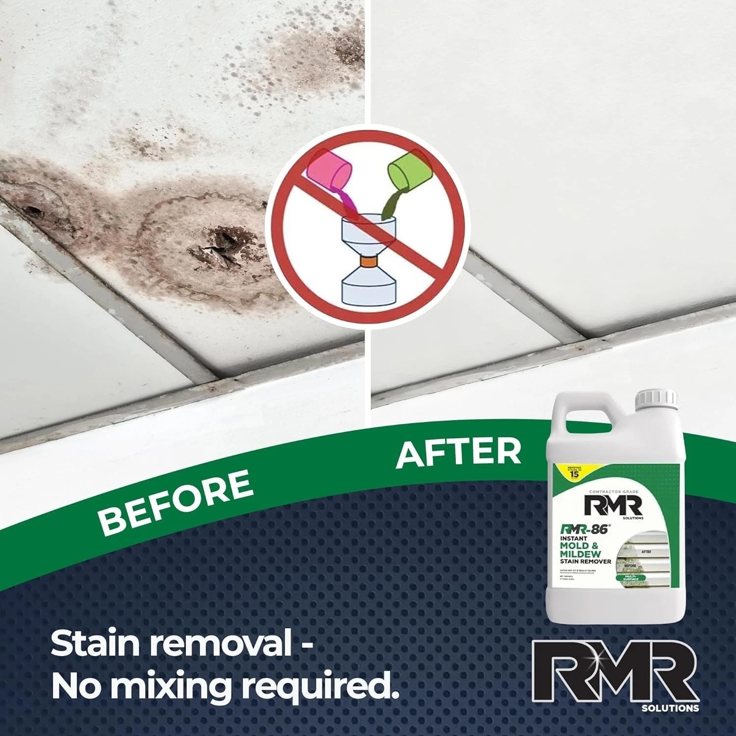 Mold and Mildew Stain Remover Spray 2.5 Gal Fast-Acting Liquid Cleaner