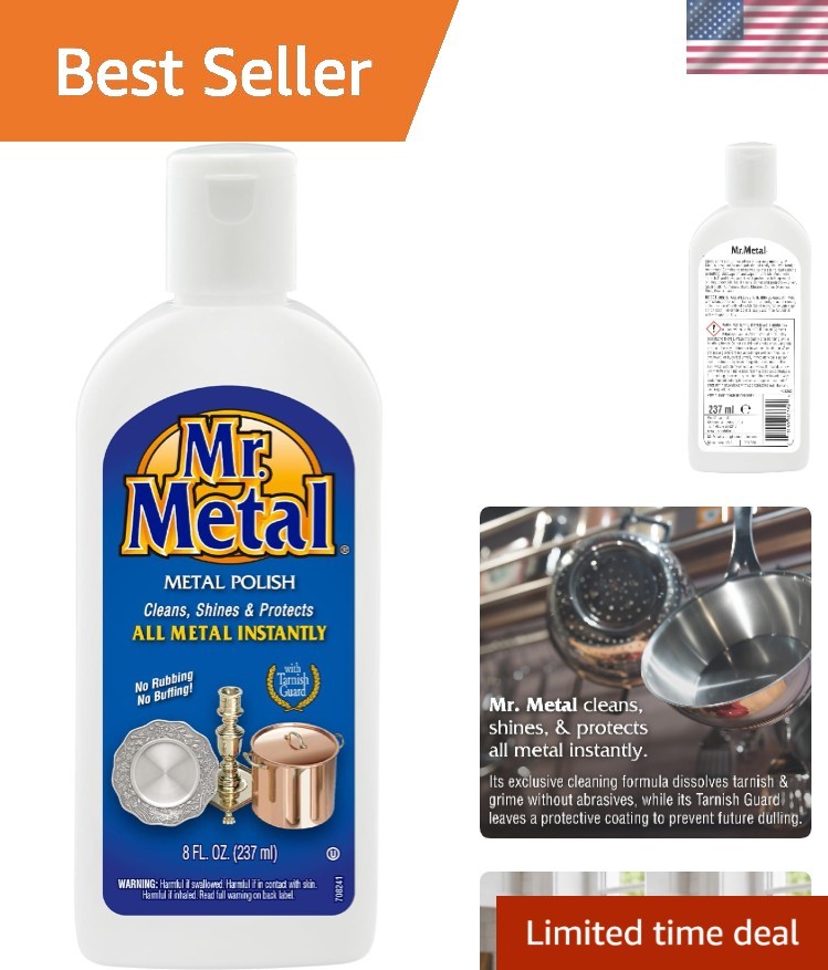 Instant Silver Cleaner and Tarnish Remover – All Metal Shine, Non-Abrasive, 8 oz