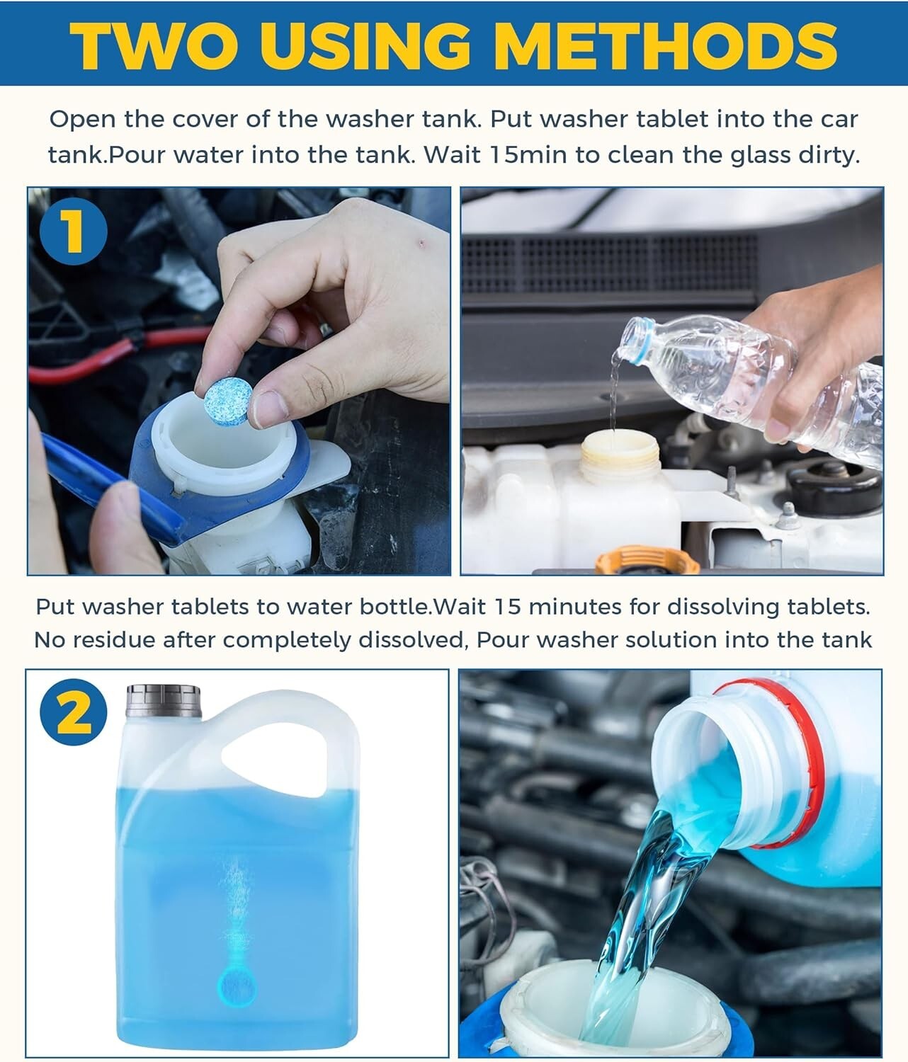 100 Piezas De Liquido Limpiaparabrisas De Automovil, Tabletas Limpias Concent…