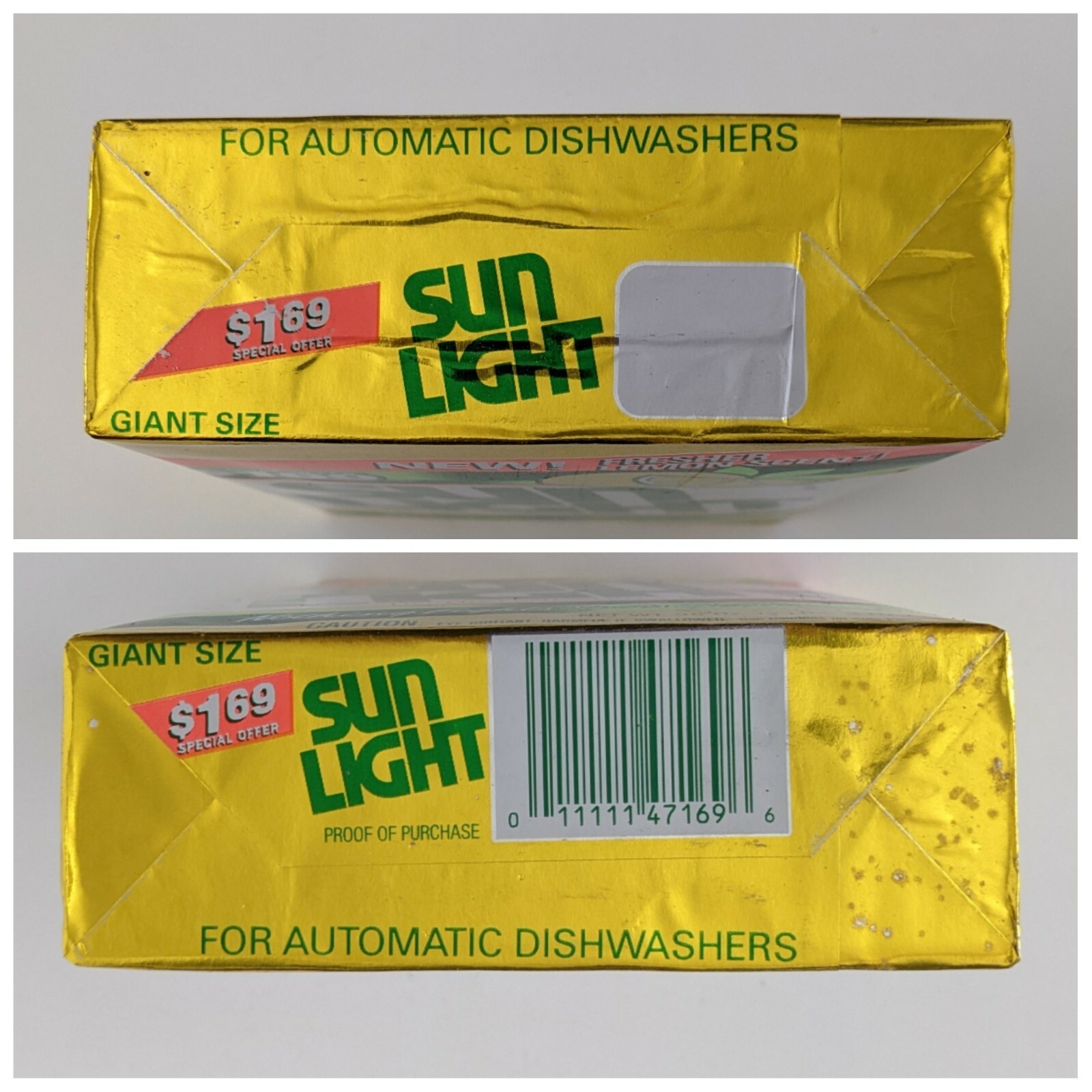 VTG Sun Light Automatic Dishwasher Detergent 35 Oz Box 1987 Sunlight Prop NOS
