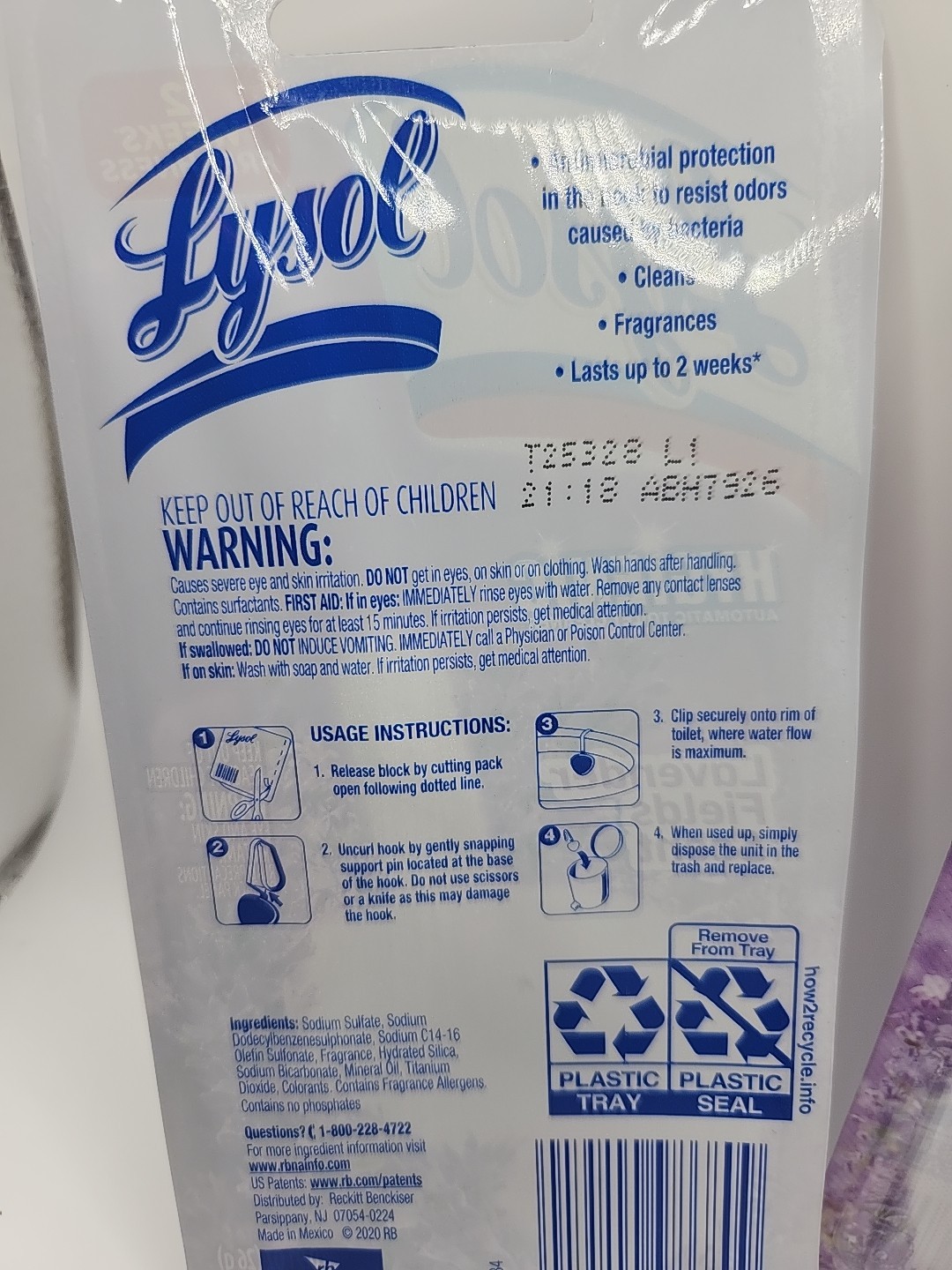 2 Pcs Lysol Hygienic Lavender Field SCENT Automatic Toilet Cleaner Purp Clip On