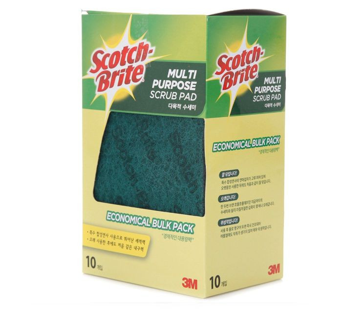 3M Scotch-Brite Multi-Purpose Scrub Pad Scrubber 5.3 x 7.8 inch 10pcs Pack