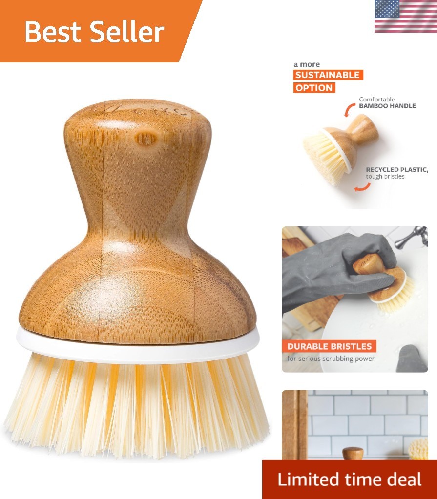 Bubble Up Bamboo Dish Brush – Ergonomic & Non-Toxic Kitchen Scrubber, White