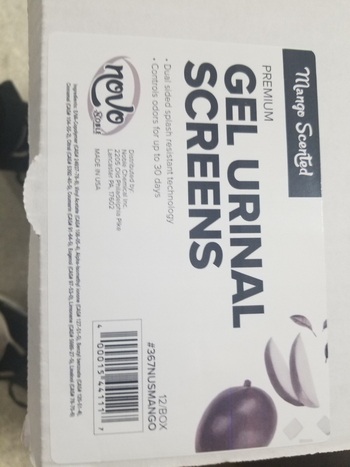 (12-GEL UNITS) NOBLE NOVO MANGO URINAL SCREEN GEL DEODORIZING USA MADE