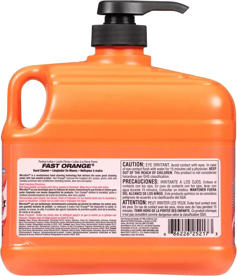 Fast Orange Permatex 25217 Pumice Lotion, Heavy Duty Hand Cleaner 64 Fl Oz-1pk